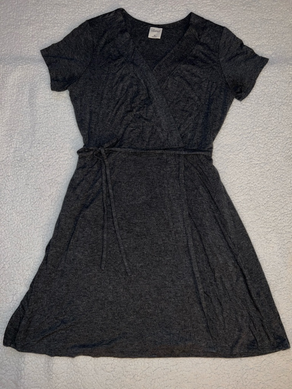 Soma Gray Faux Wrap Dress MEDIUM